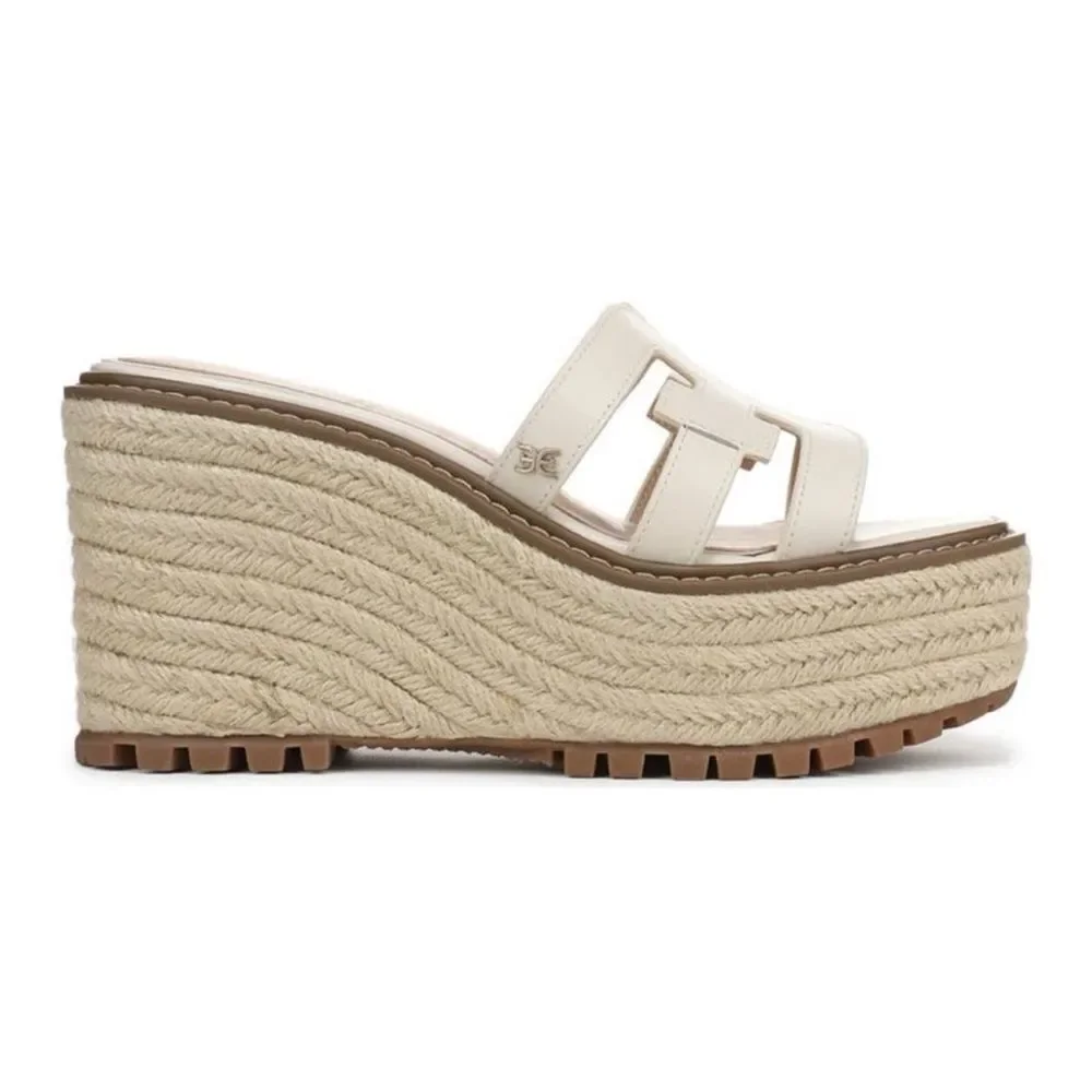 NEW Sam Edelman Women's Laine Ivory Platform Espadrille Wedge Sandals Size 10